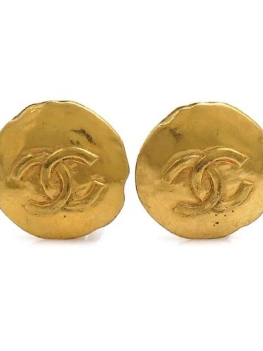 Auth CHANEL Vintage CC Logo Clip on Earrings Gold Metal - e61629a